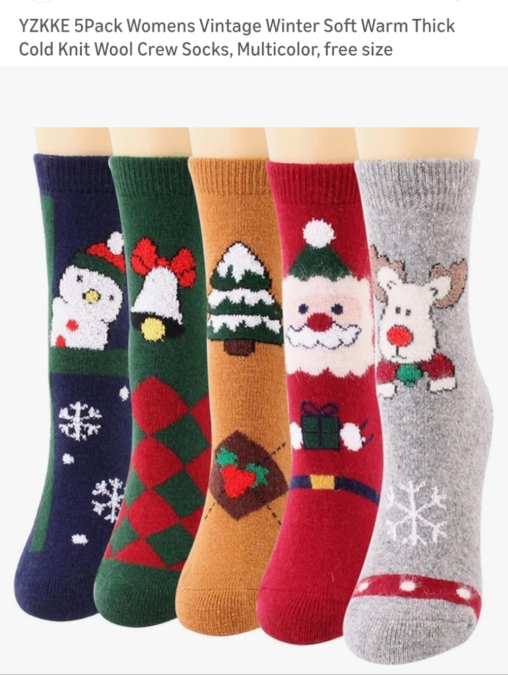 New 5 Pack Womens Vintage Holiday Soft Socks